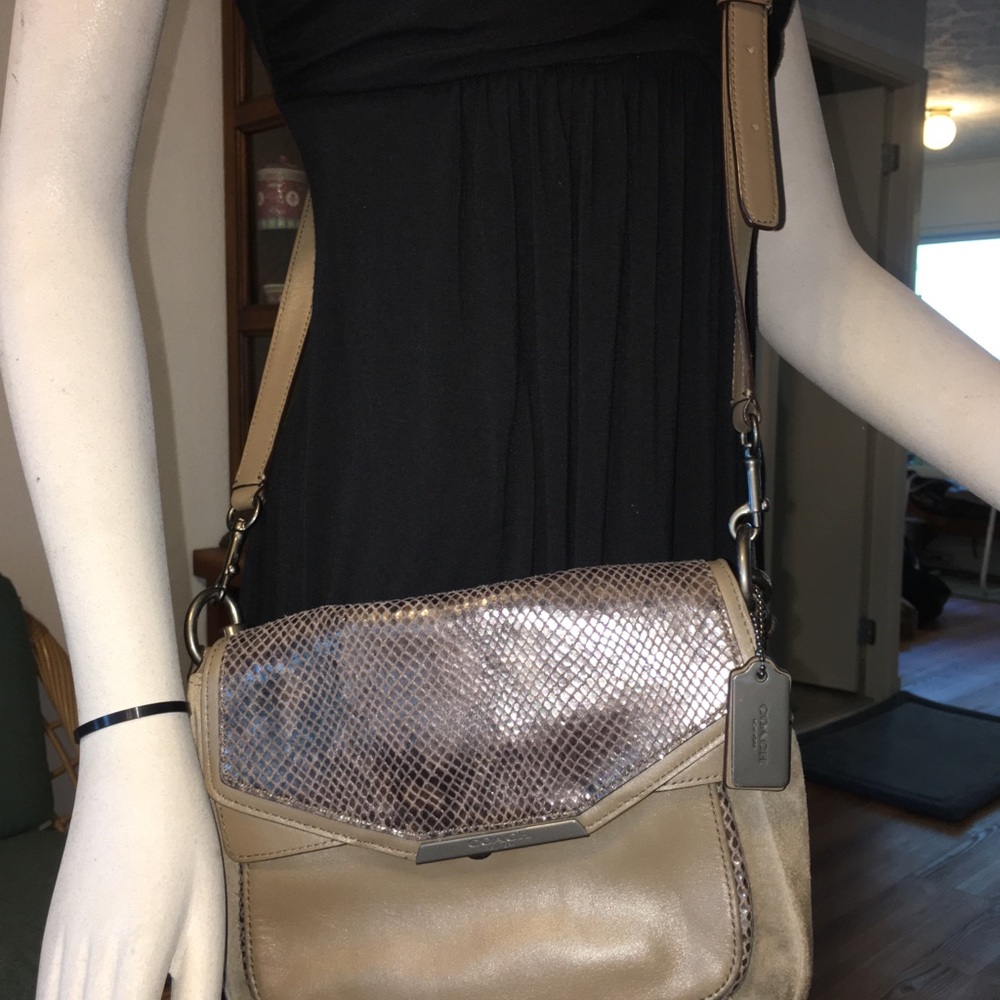 Coach Tylor Suede Exotic Python Leather Crossbody - image 2